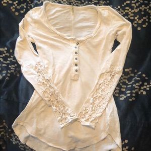 Free People long sleeve tee with lace detailing